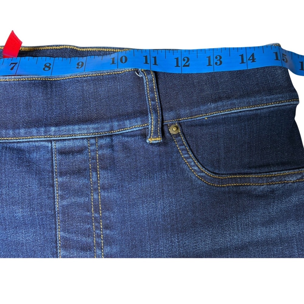 SPANX Dark Wash Flare Pull On Stretch Shaping Jeans Medium Tall - Picture 6 of 10